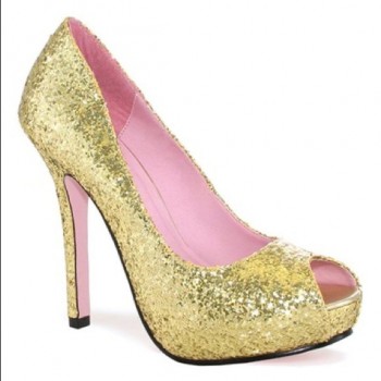 Gold Ella Glitter Shoes Size 9 ADULT HIRE
